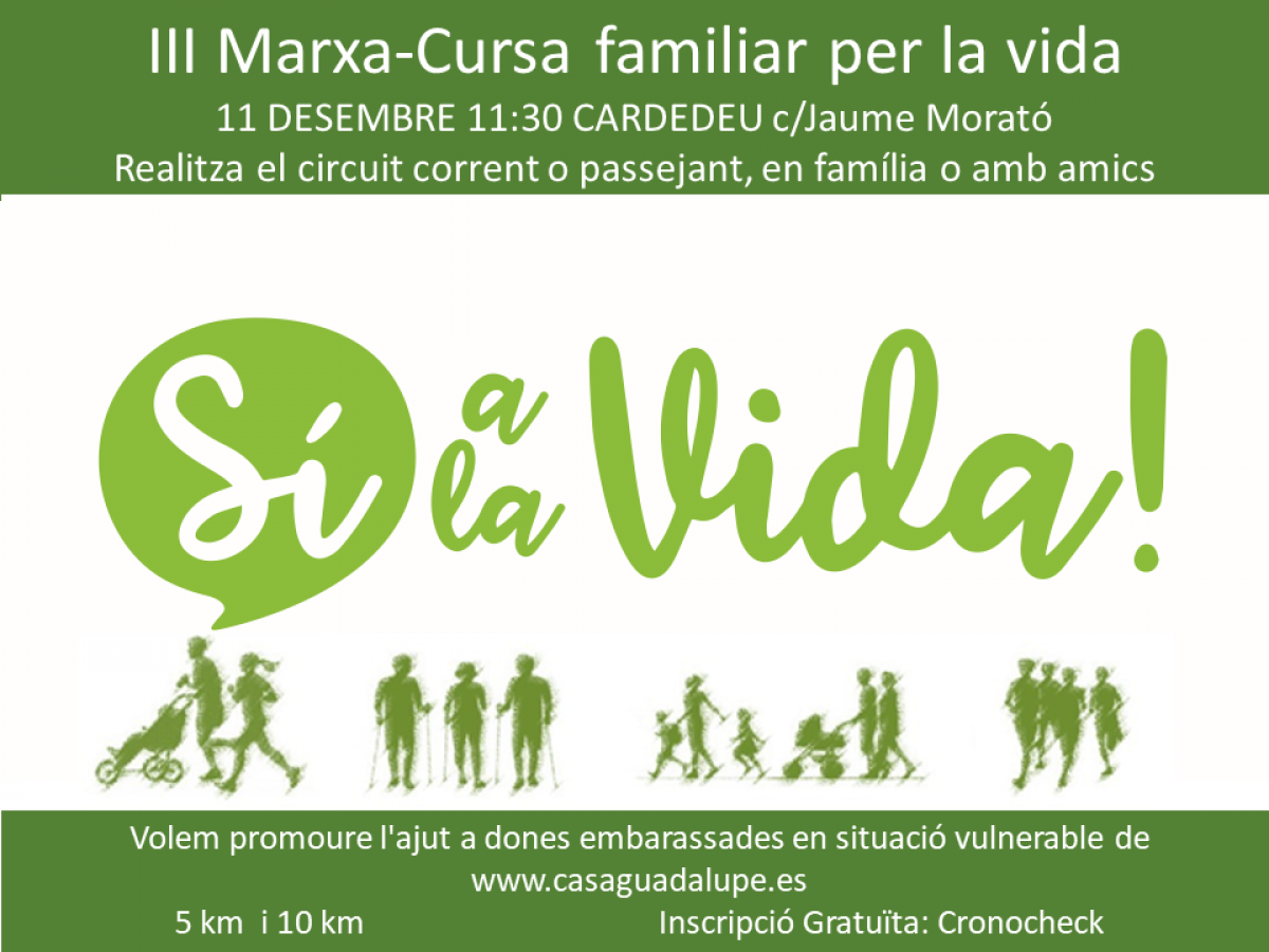 III Marcha-Carrera familiar por la vida Gratuita